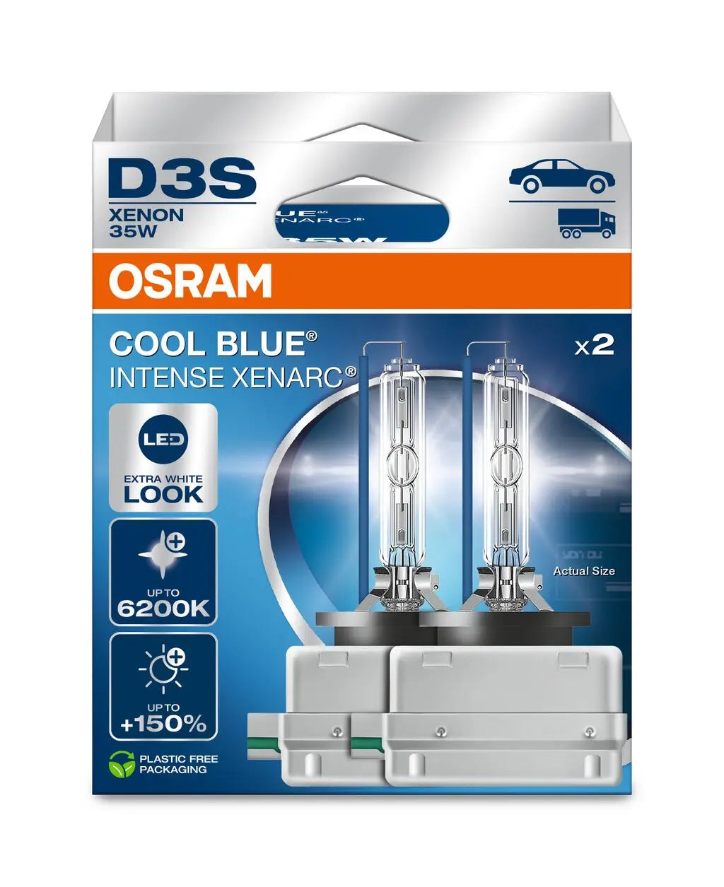 Autoteile 2x D3S 12V+24V 35W PK32d-5 XENARC COOL BLUE INTENSE NextGen. 6200K +150% . OSRAM bei Autoteile TRUST