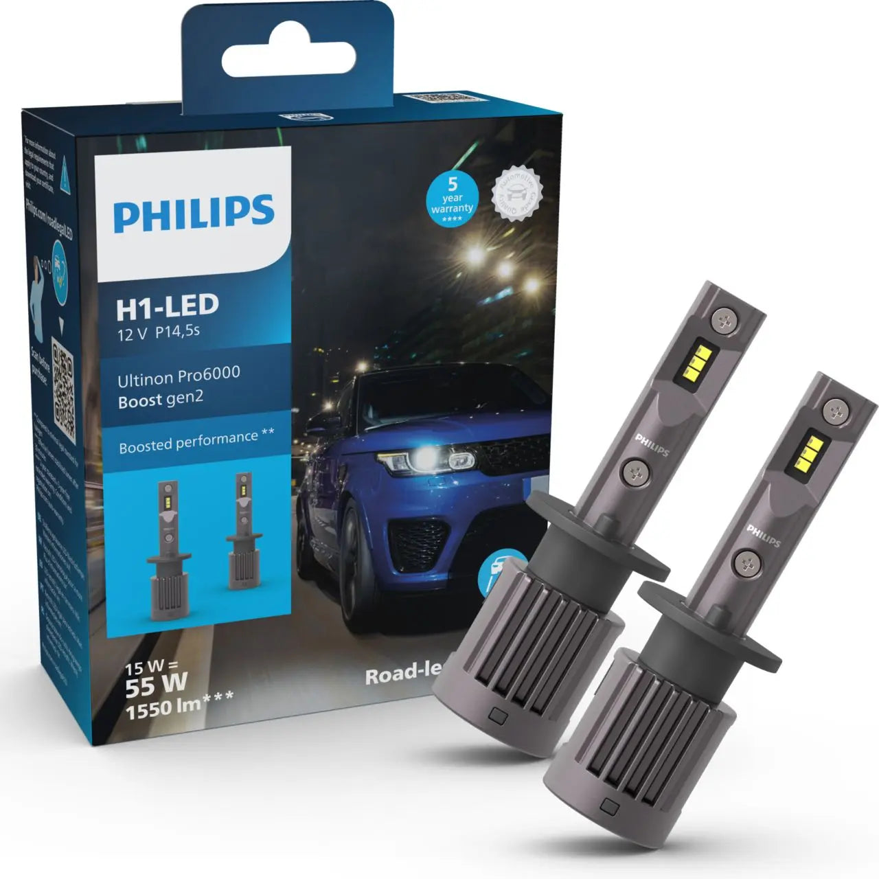 LED H1 12V 13W Ultinon Pro6000 Boost Gen2 +450% mit Straßenzul. 2St. Philips - Autoteile TRUST